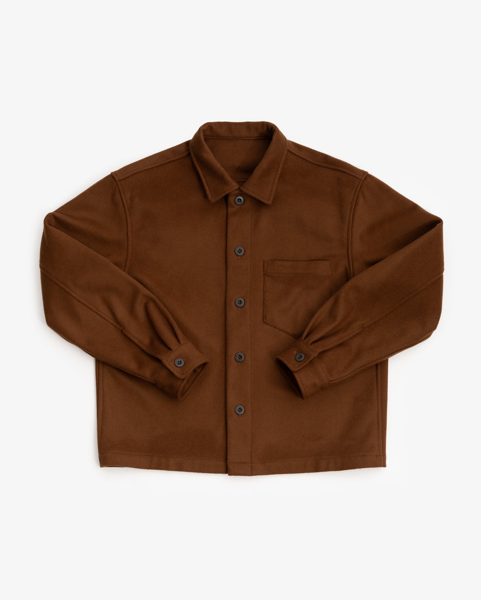 TRAVAIL SHIRT  - BROWN WOOL FLANNEL