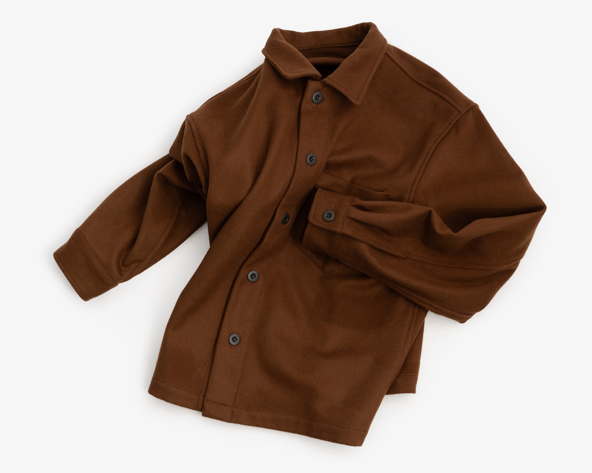 TRAVAIL SHIRT  - BROWN WOOL FLANNEL