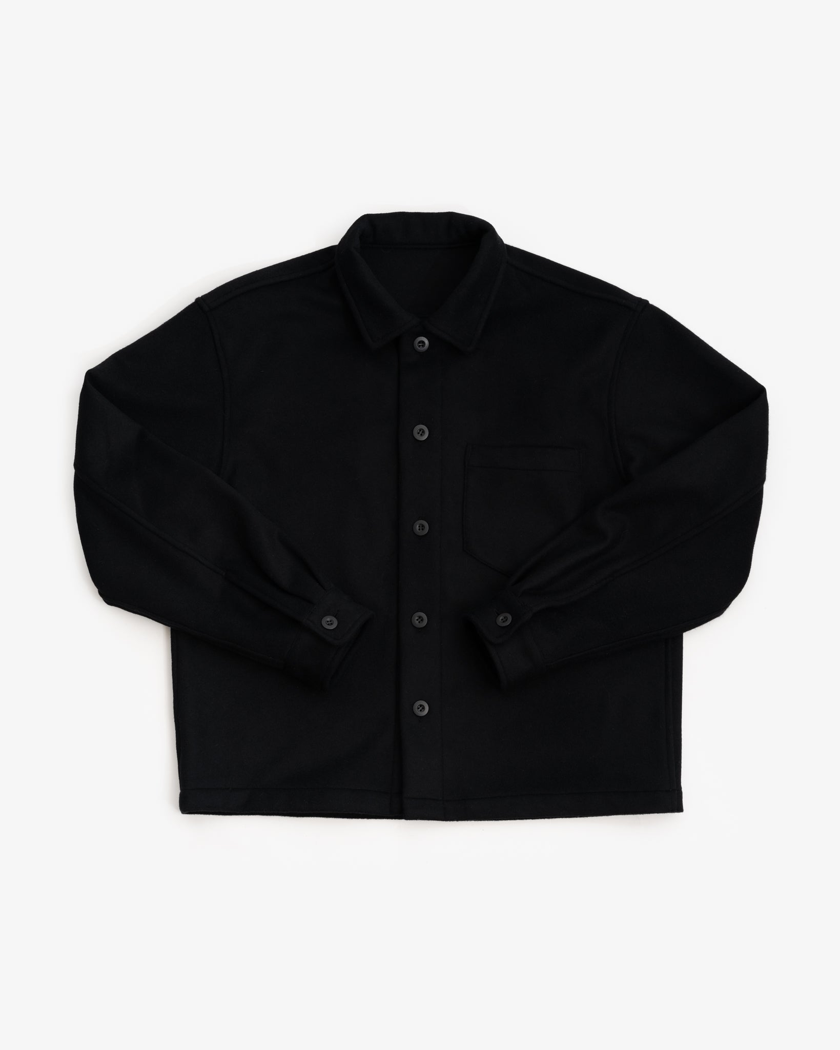 TRAVAIL SHIRT  - BLACK WOOL FLANNEL