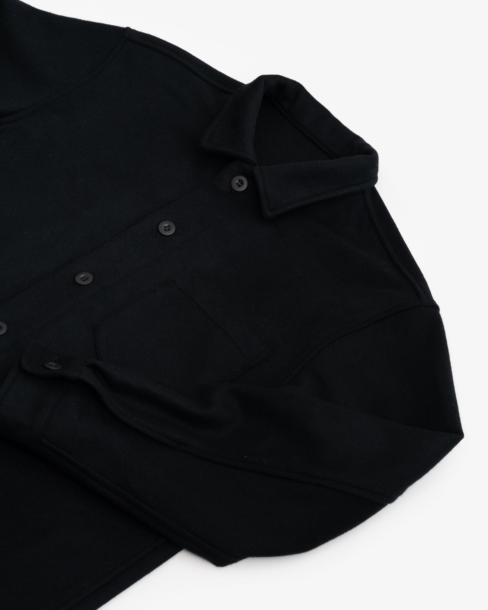 TRAVAIL SHIRT  - BLACK WOOL FLANNEL