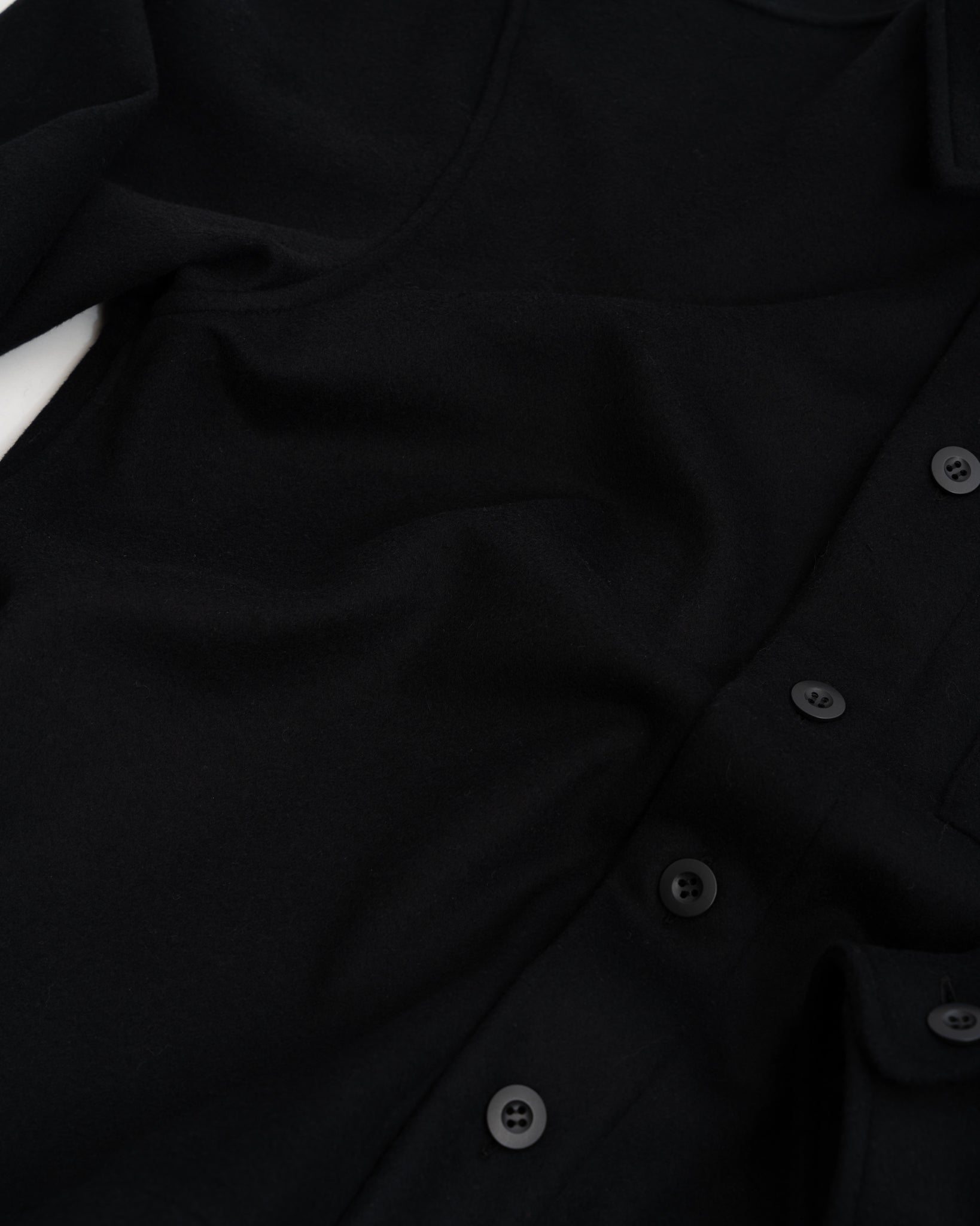 TRAVAIL SHIRT  - BLACK WOOL FLANNEL