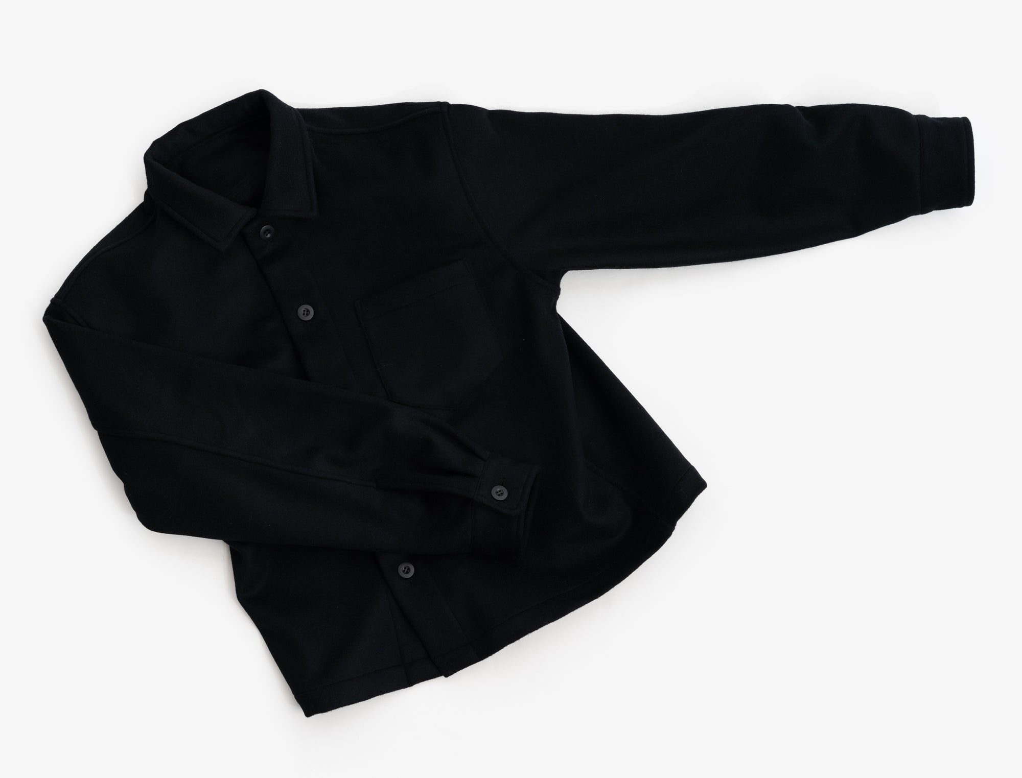 TRAVAIL SHIRT  - BLACK WOOL FLANNEL