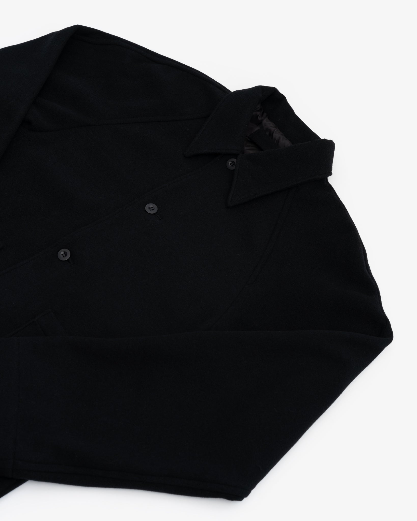 RAMBLER COAT - BLACK WOOL FLANNEL