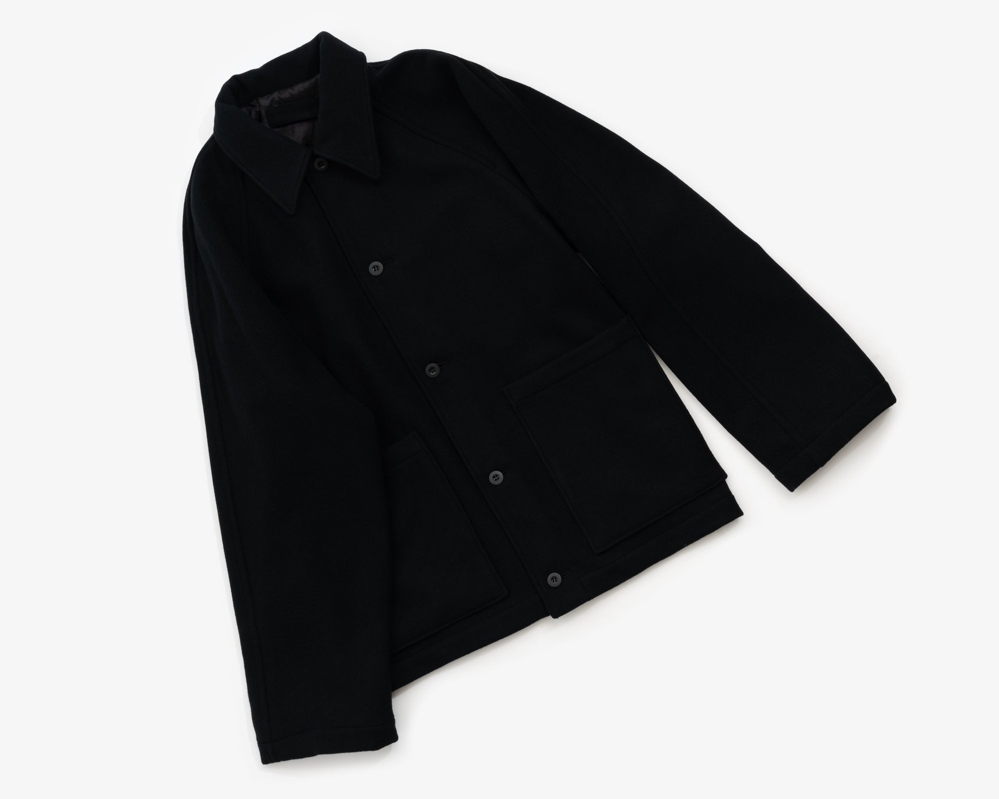 RAMBLER COAT - BLACK WOOL FLANNEL