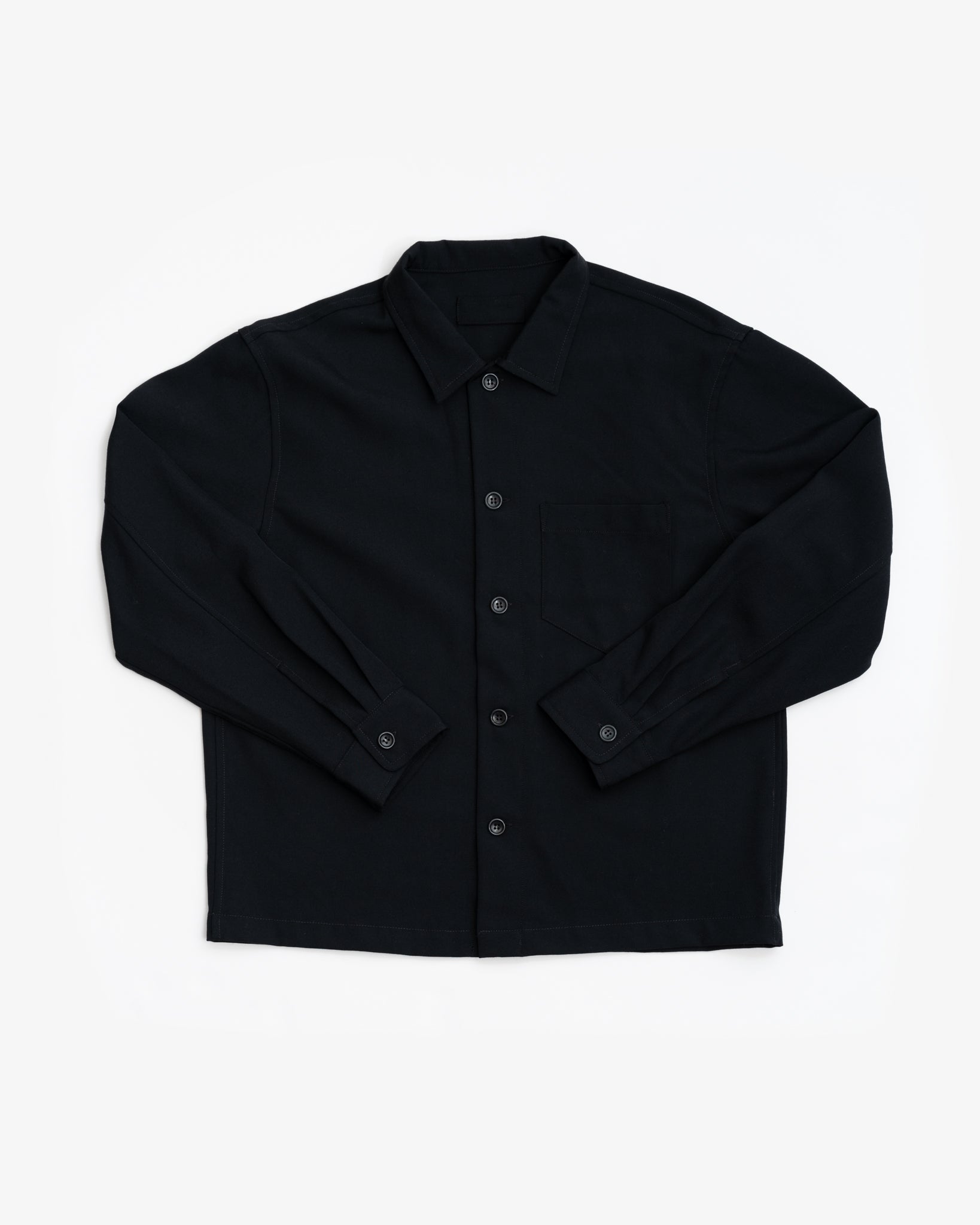 TRAVAIL SHIRT - BLACK WOOL GABARDINE